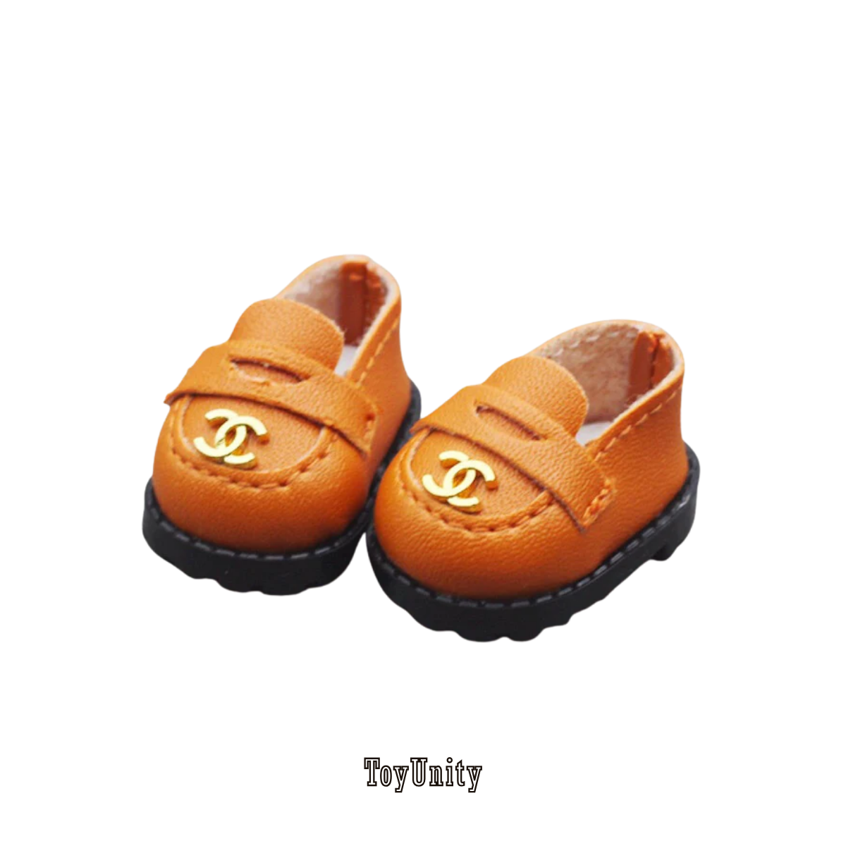 Dolls Designer Loafers - Light Brown with Gold Emblem