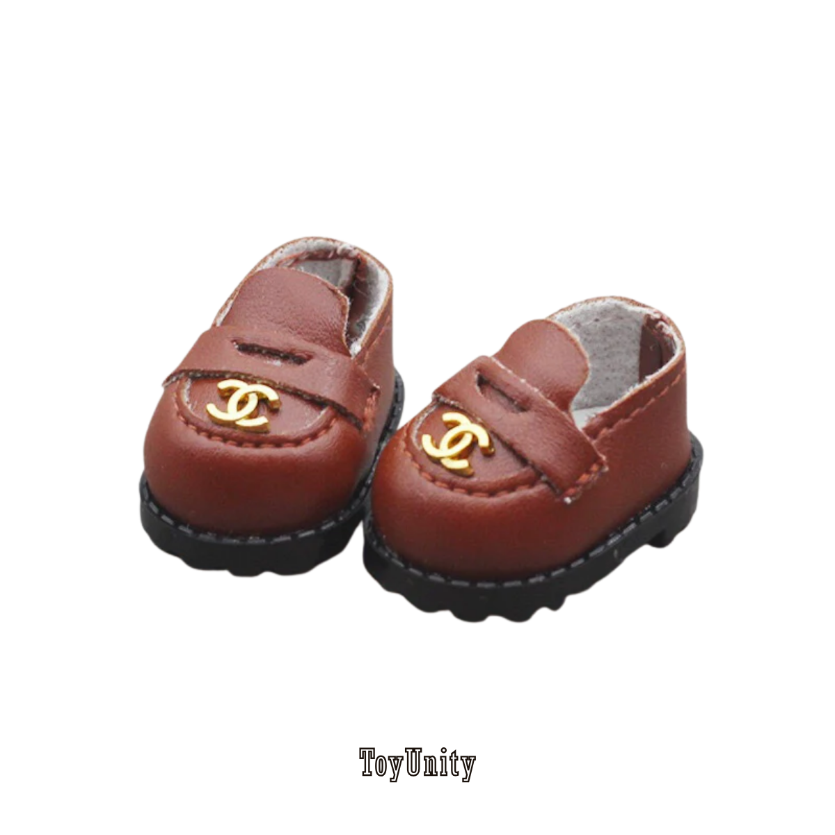 Dolls Designer Loafers - Brown with Gold Emblem