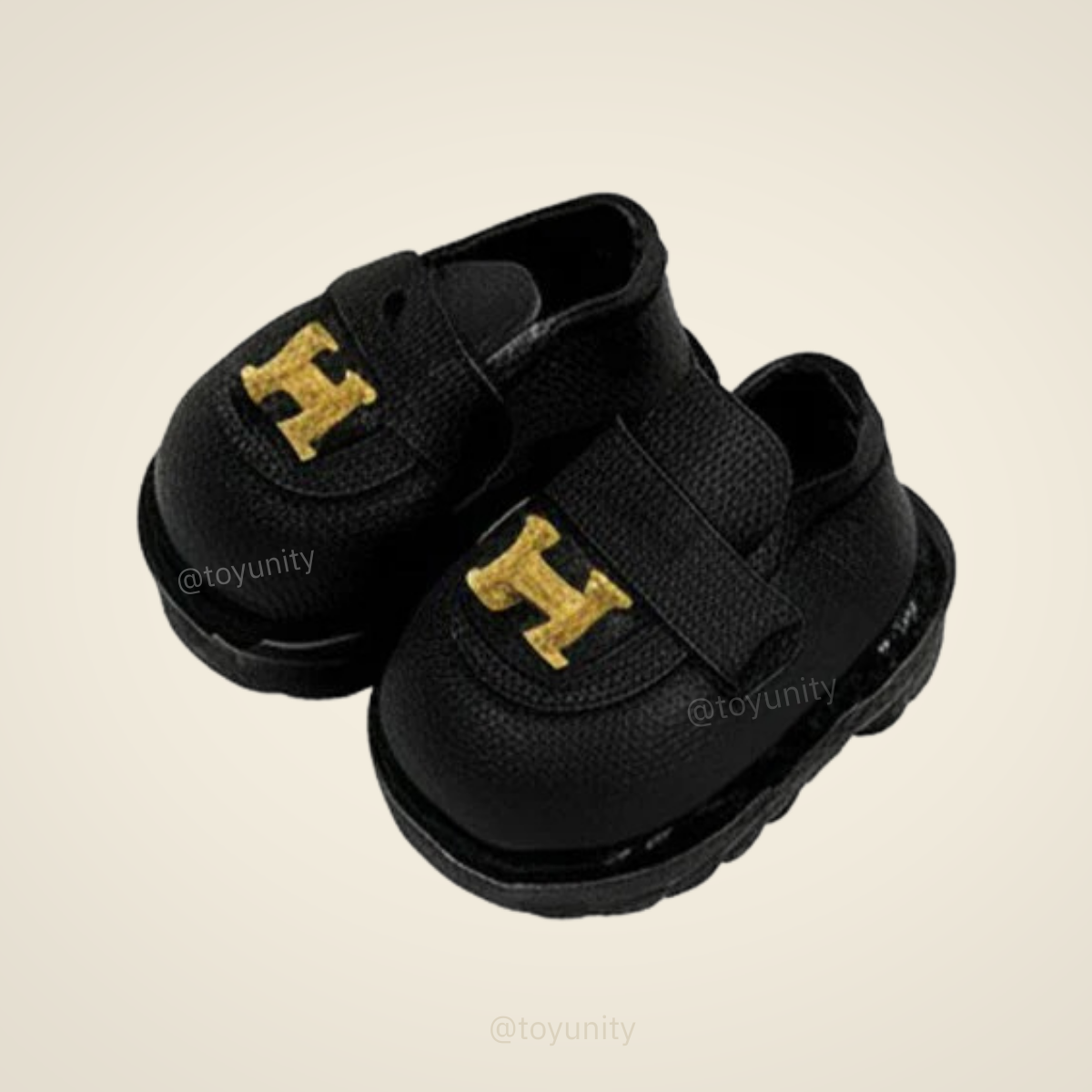 Mini Black Sneakers with Gold 'H' for Collectible Dolls ToyUnity