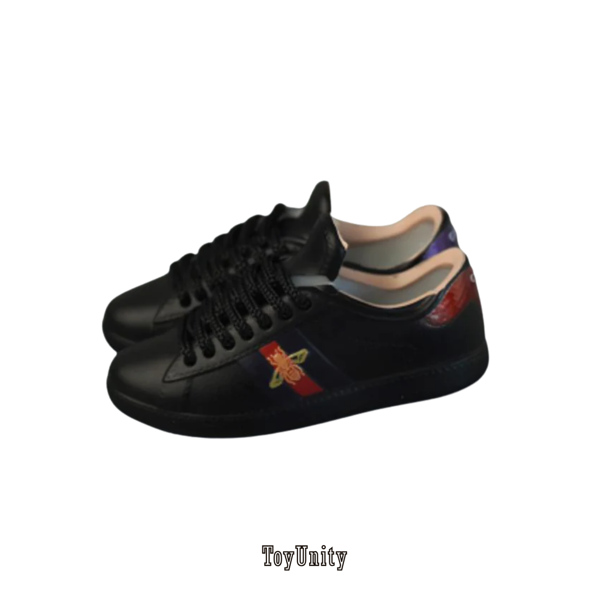 Dolls Designer Sneakers - Black with Blue-Red Stripe - ToyUnity