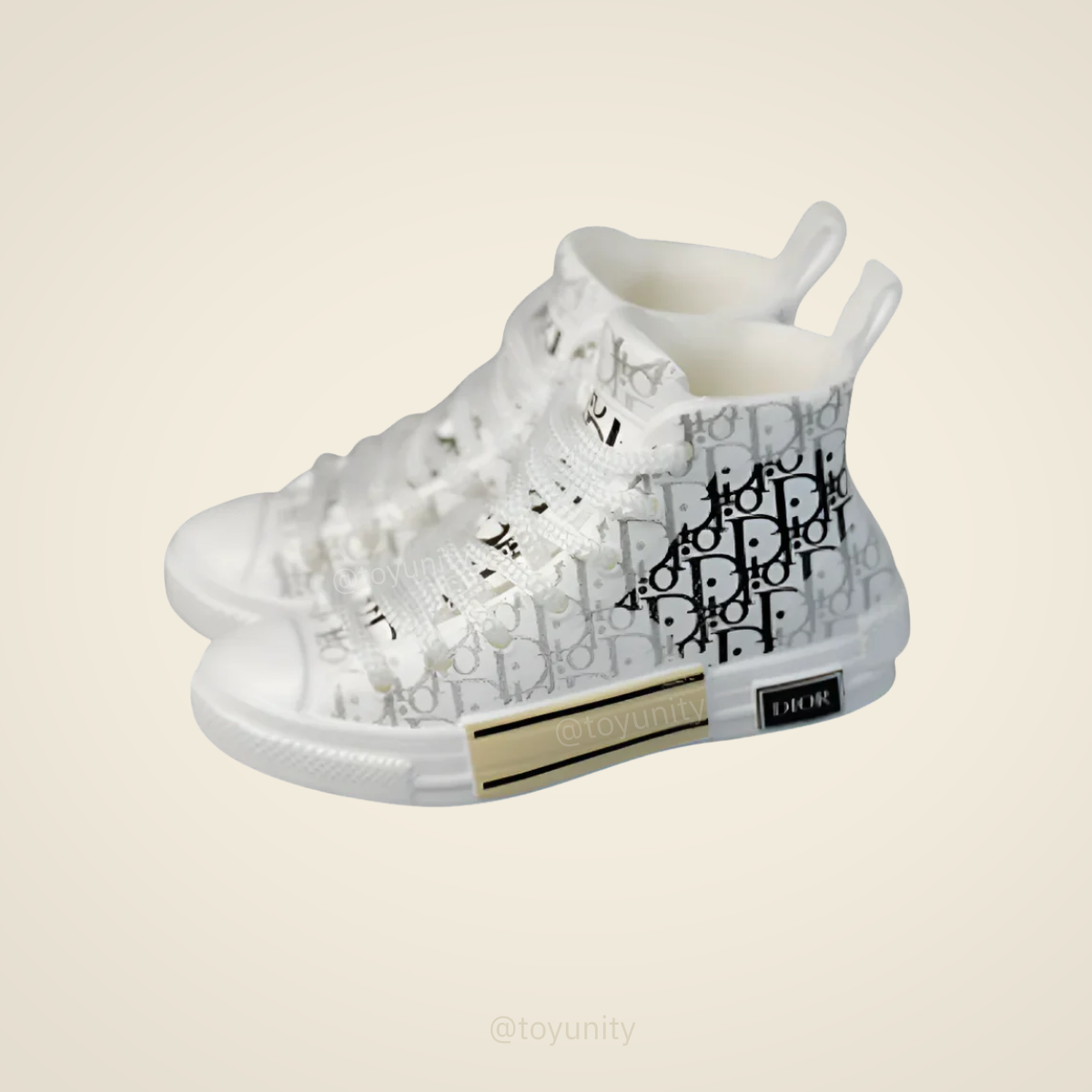 Mini High-Top Sneakers – White Monogram Style ToyUnity