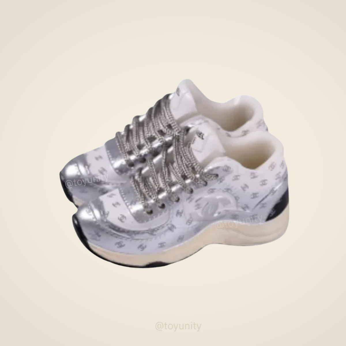 Dolls Coco Inspired Luxury Trainers Silver White ToyUnity