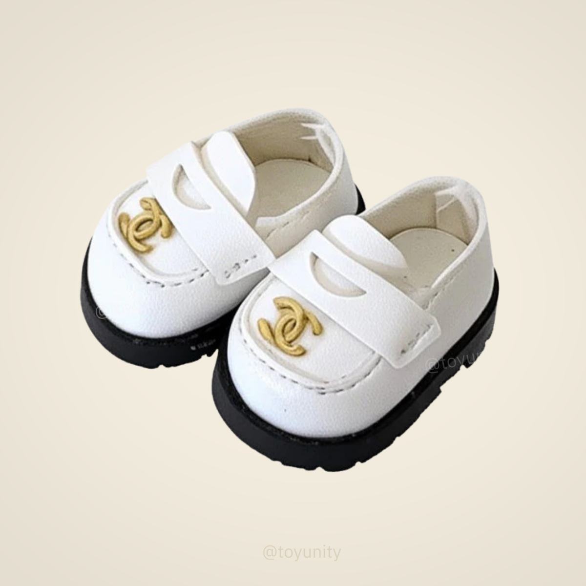 Mini Loafers – White with Gold Accent ToyUnity
