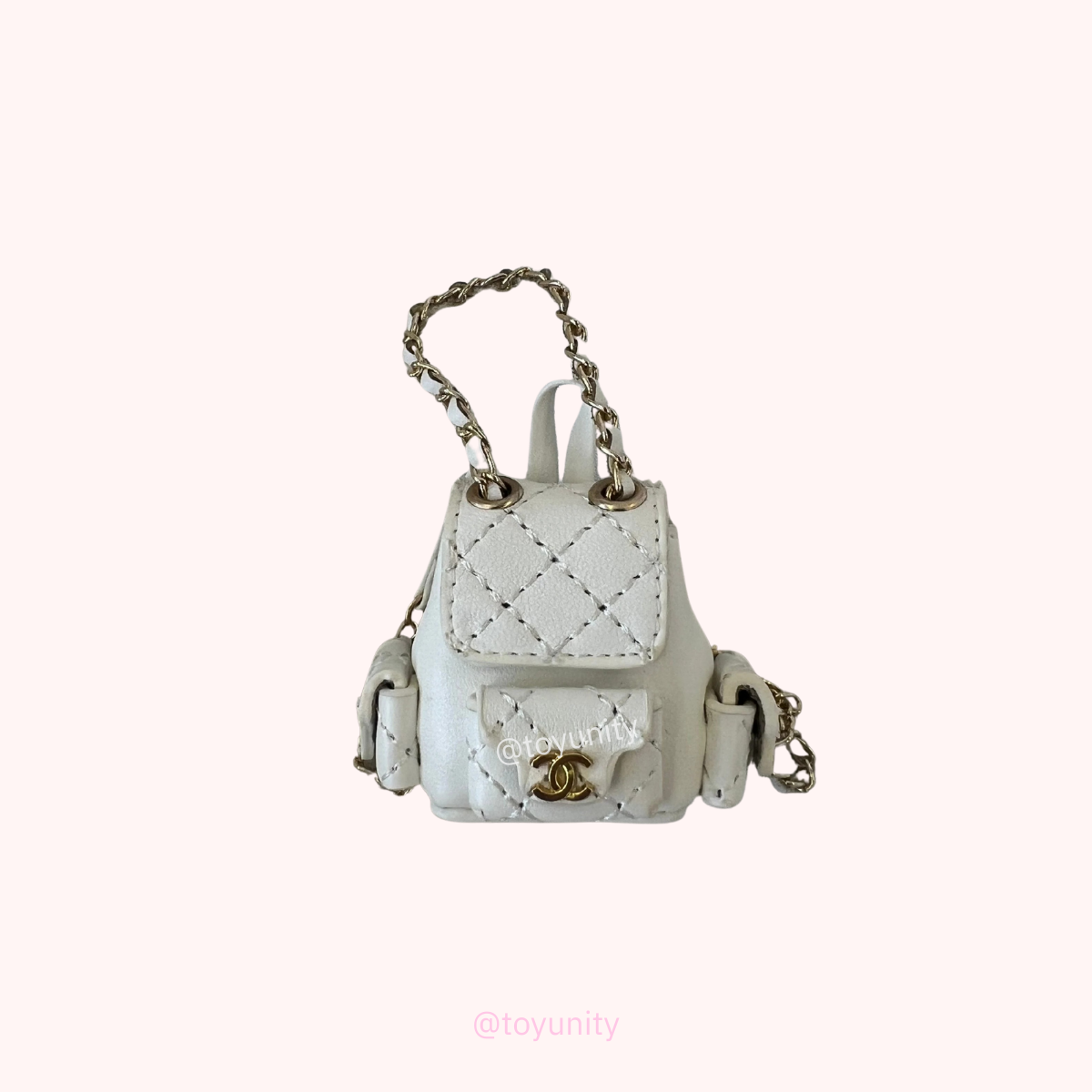 Mini White Quilted Backpack for Collectible Dolls – Modern Elegance ToyUnity