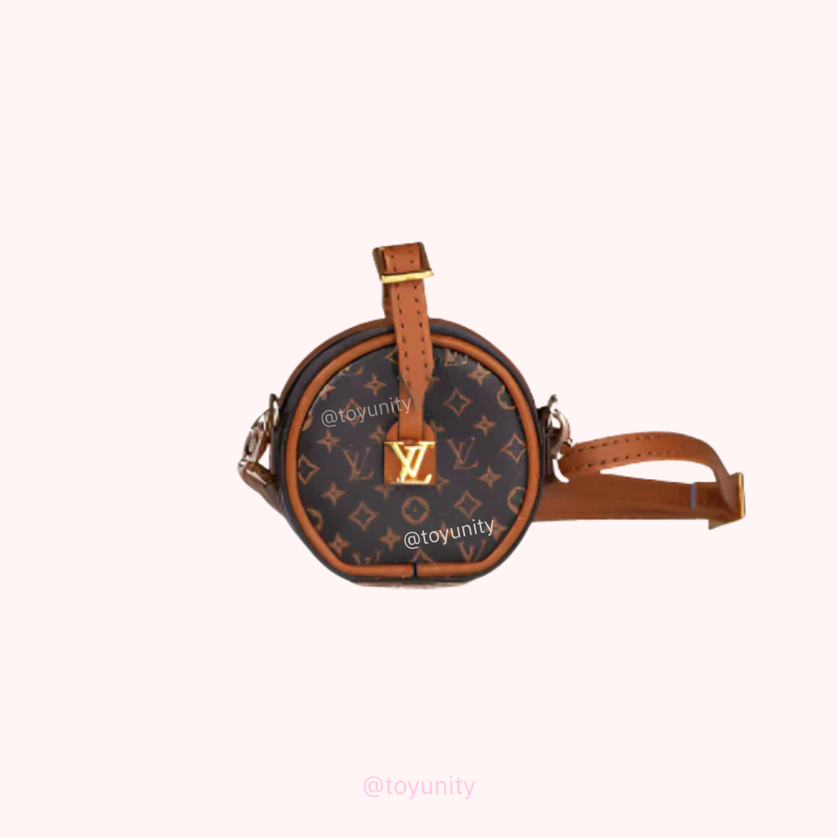 Mini Monogram Round Crossbody Bag for Collectible Dolls – Classic Luxury in Miniature ToyUnity