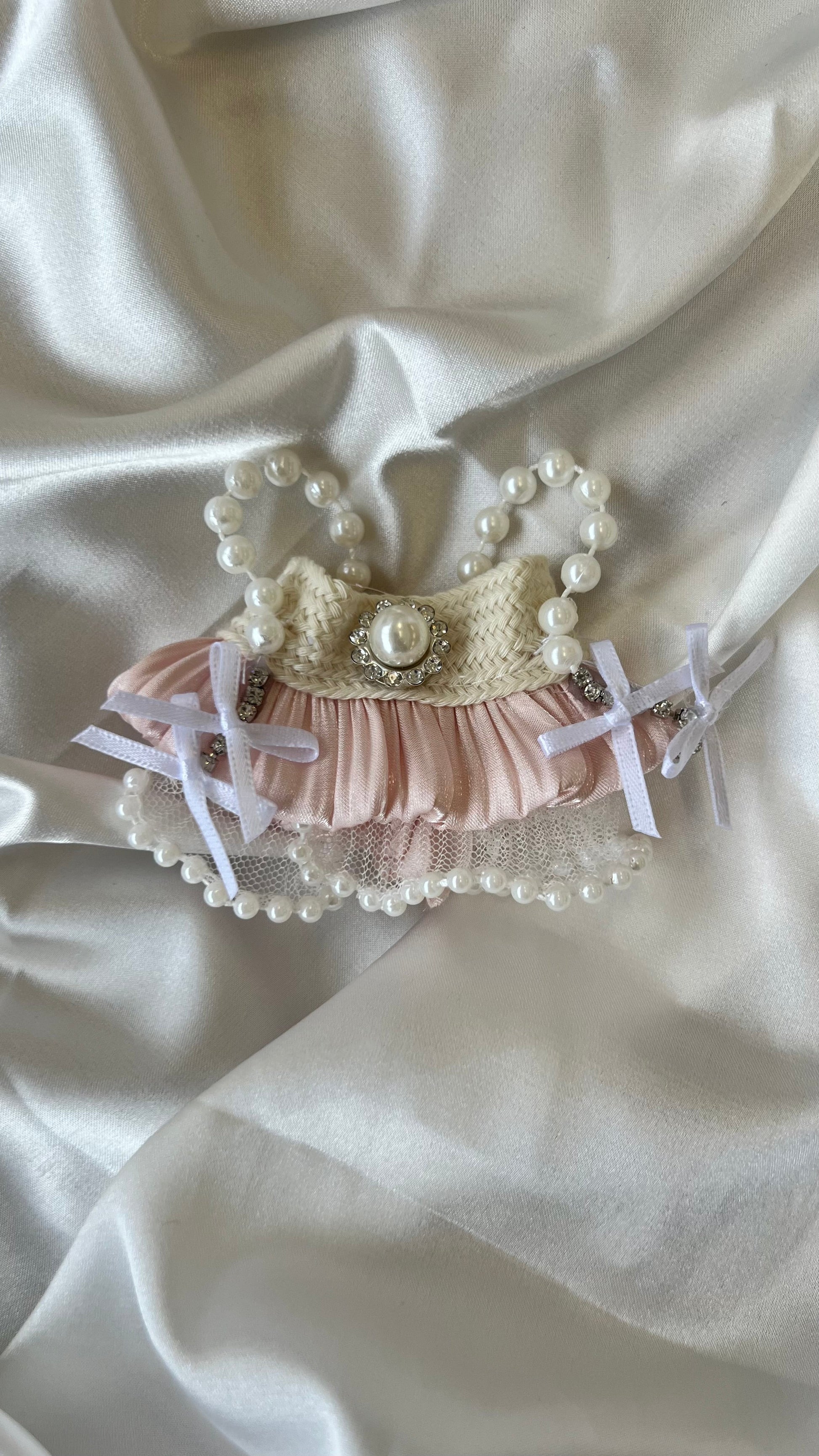 Labubu Elegant Pearl Tutu Set with Bow Headband - ToyUnity