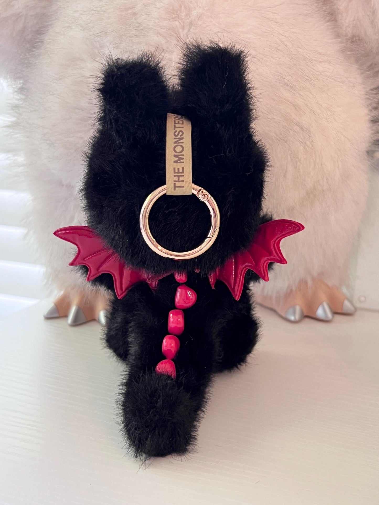 labubu Doll Original black red fire wings Handmade Modification - ToyUnity