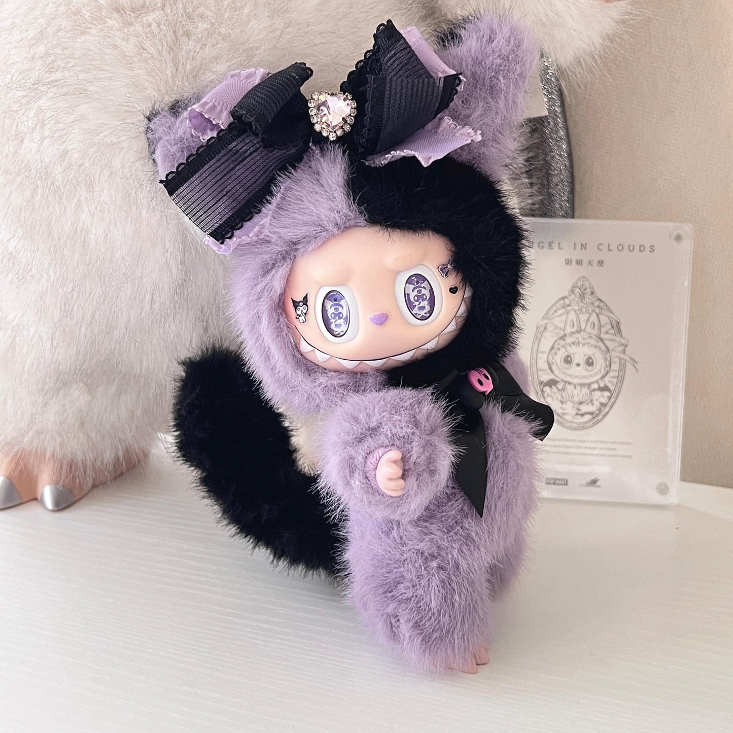 Custom labubu Doll Original purple black Handmade Modification | Limited RARE