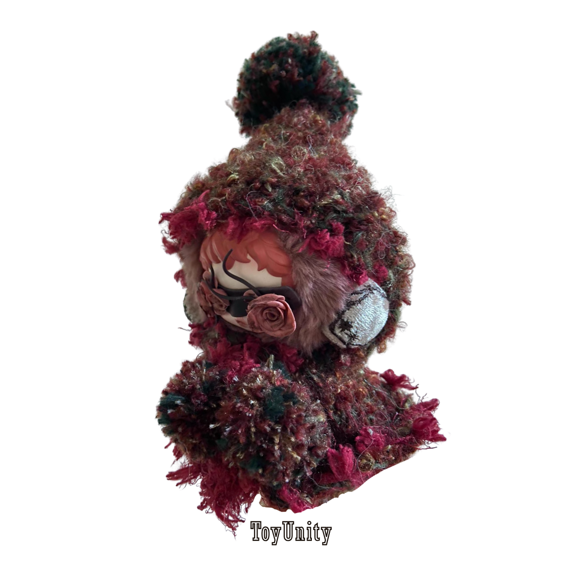 Burgundy with Rose Accents Doll Hooded Cape & Eye Mask Set - ToyUnity