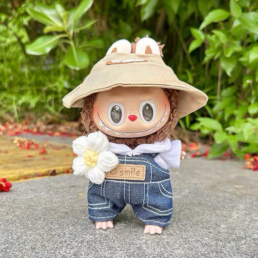 POP MART The Monsters Labubu Fashion Dress - Small Flower + Hat + Jeans + White Top - ToyUnity
