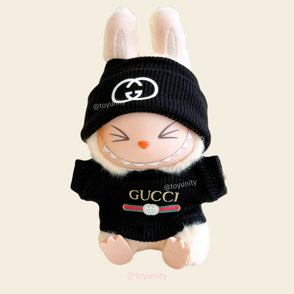 2-Piece Monogram Knit Set for Collectible Dolls – Beanie & Sweater Outfit (Black or White) ToyUnity