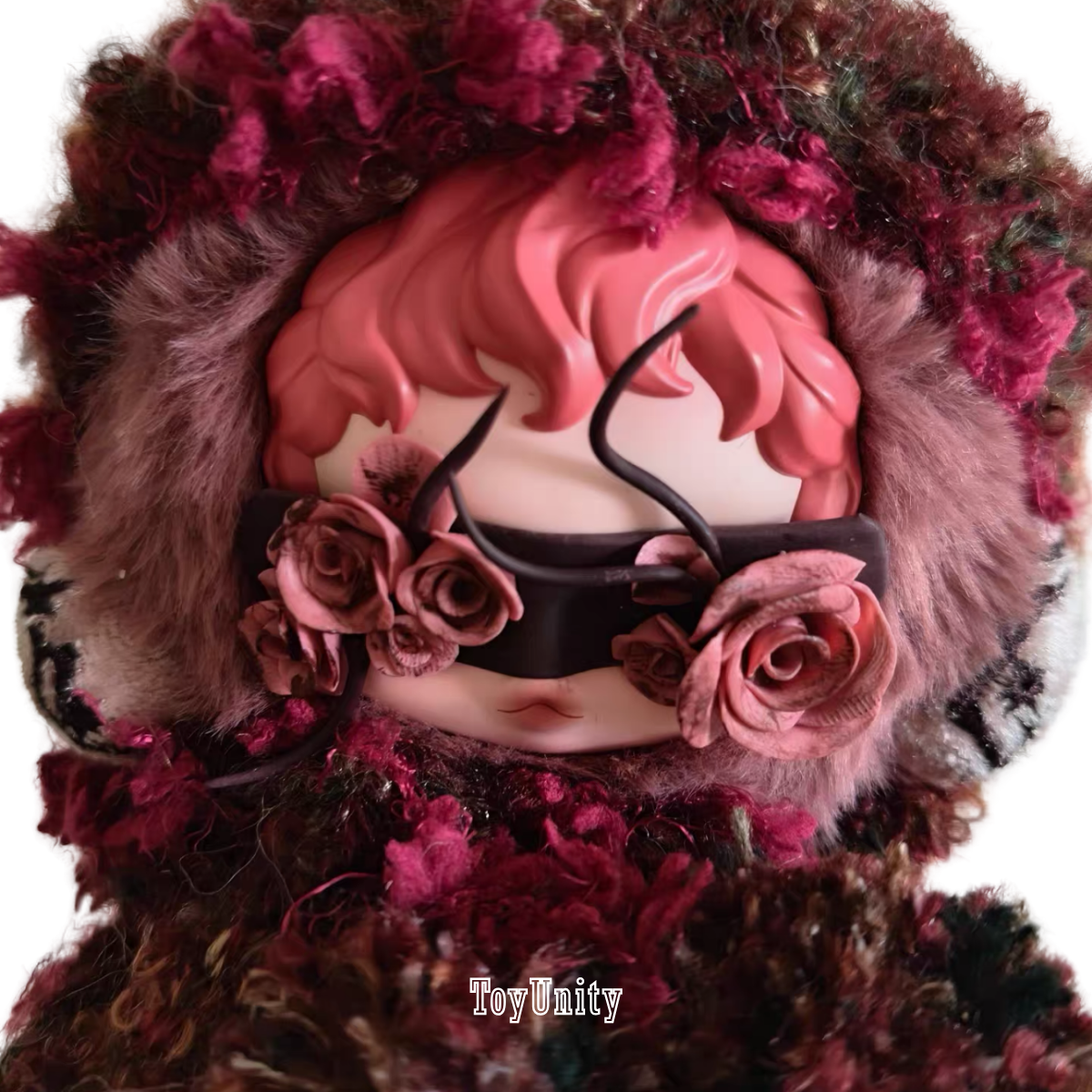 Burgundy with Rose Accents Doll Hooded Cape & Eye Mask Set - ToyUnity