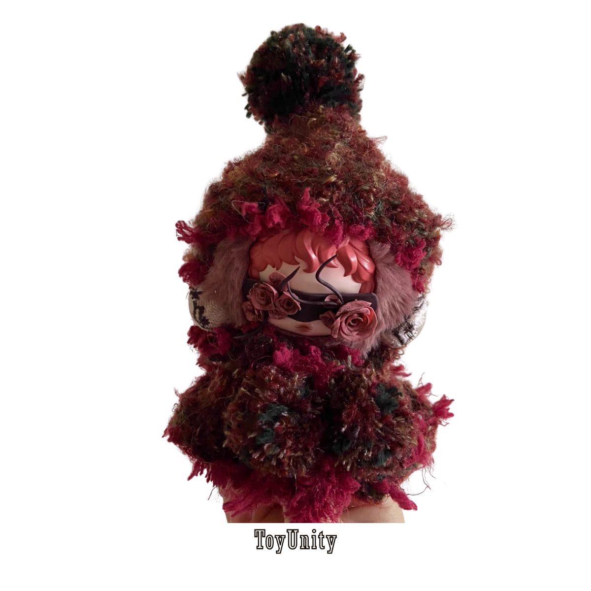 Burgundy with Rose Accents Doll Hooded Cape & Eye Mask Set - ToyUnity
