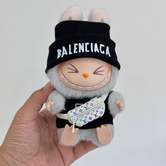POP MART The Monsters Labubu Fashion Dress - Balenciaga Style Black Top+ LV Style Bag+Hat - ToyUnity