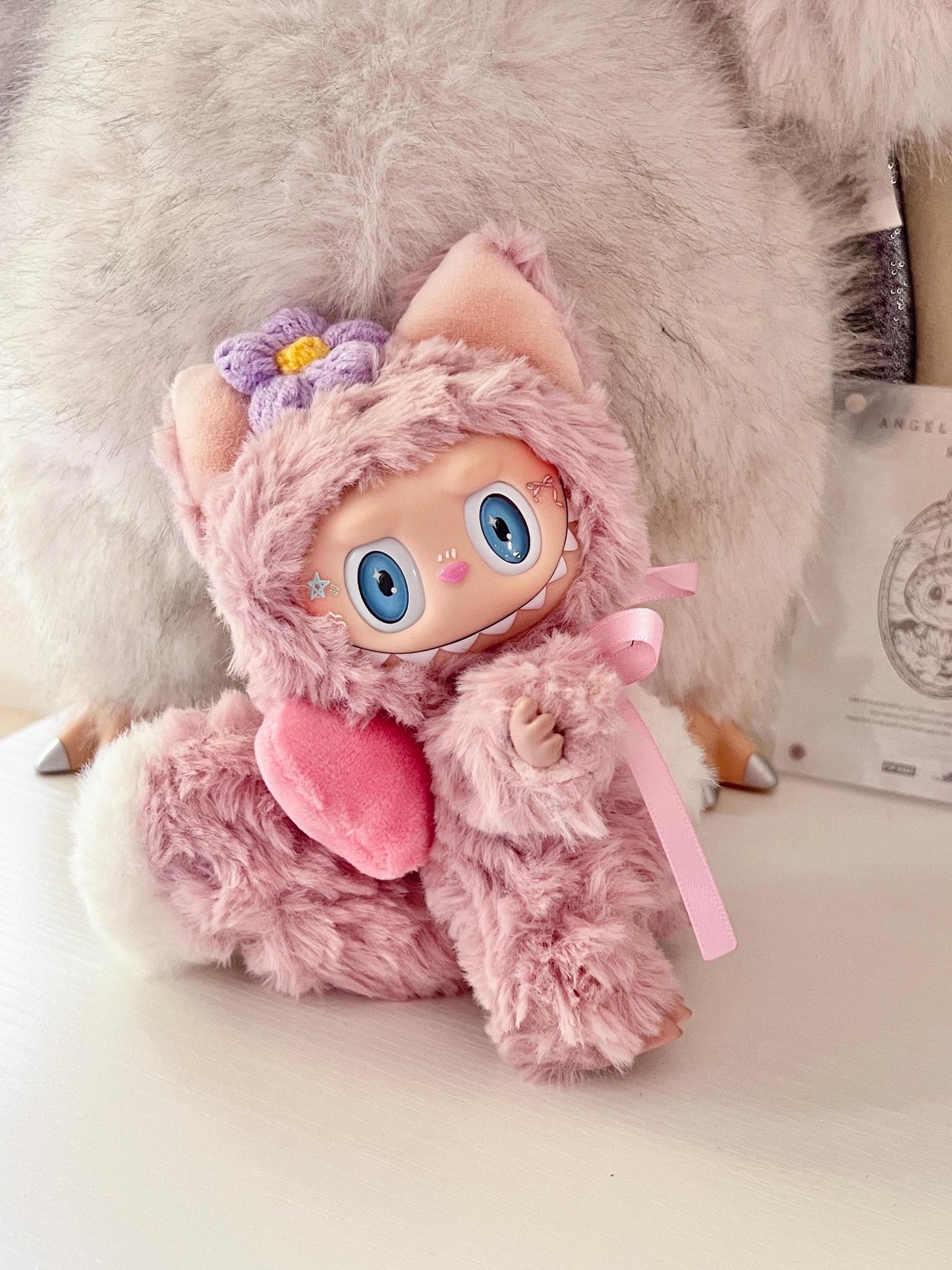 Custom labubu Doll Original Lina Bell pink Handmade Modification | Limited RARE | DIY