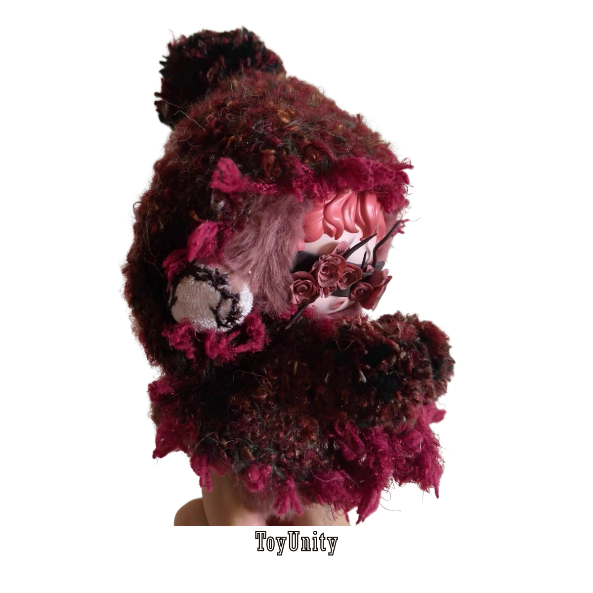Burgundy with Rose Accents Doll Hooded Cape & Eye Mask Set - ToyUnity