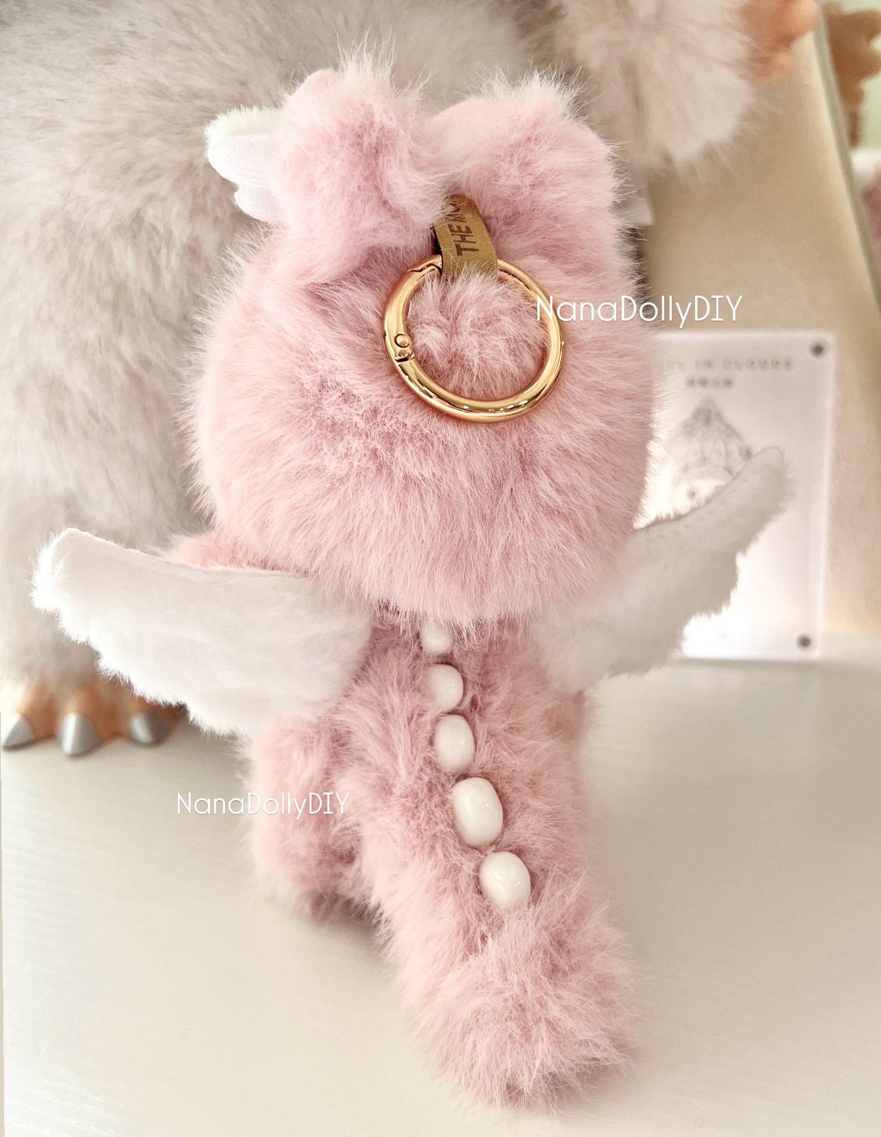 Custom labubu Doll Original fluffy Pink Bow wings Handmade Modification | Limited RARE - ToyUnity