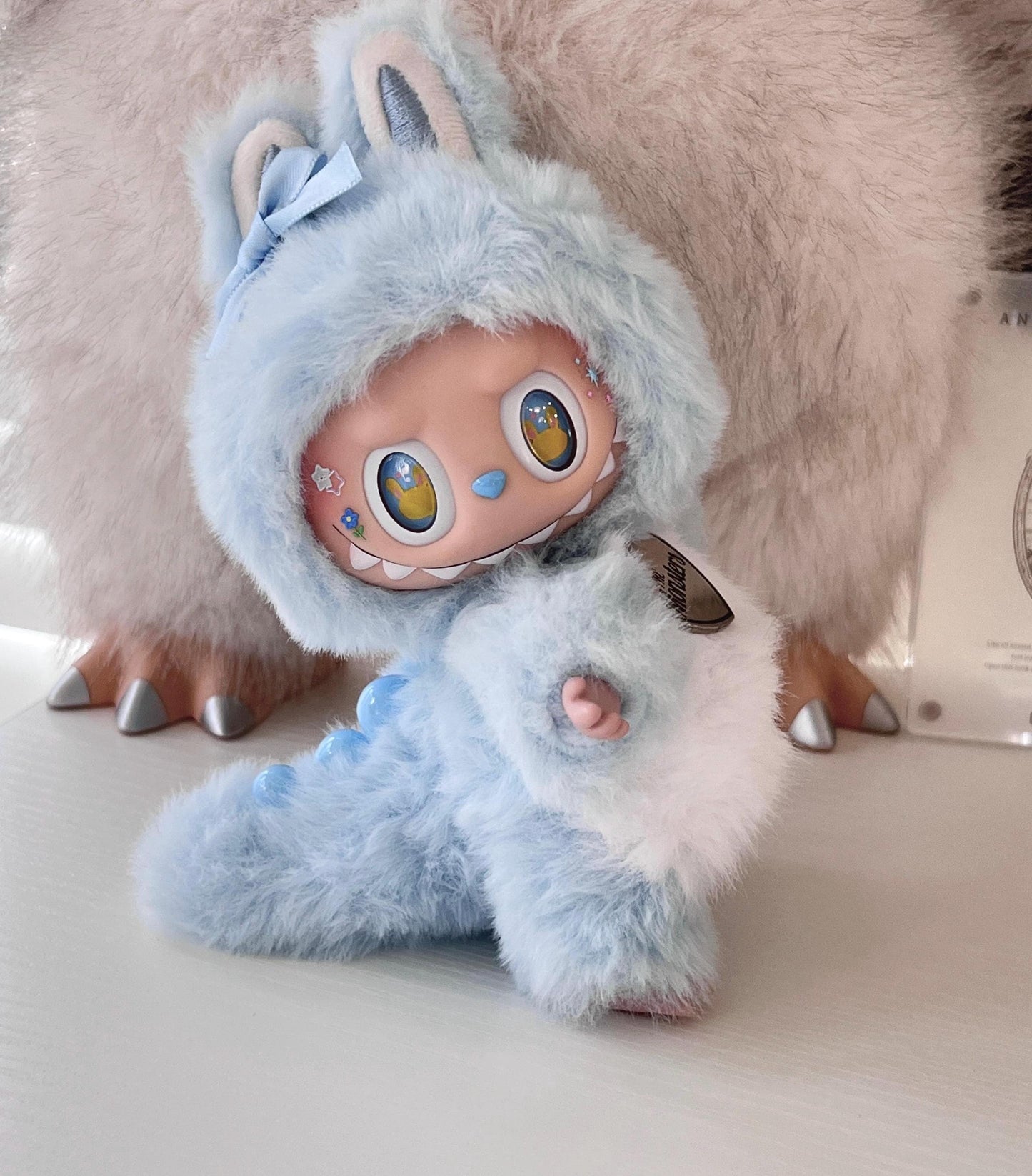 Custom labubu Doll Original blue Dino Bow Handmade Modification | Limited RARE - ToyUnity