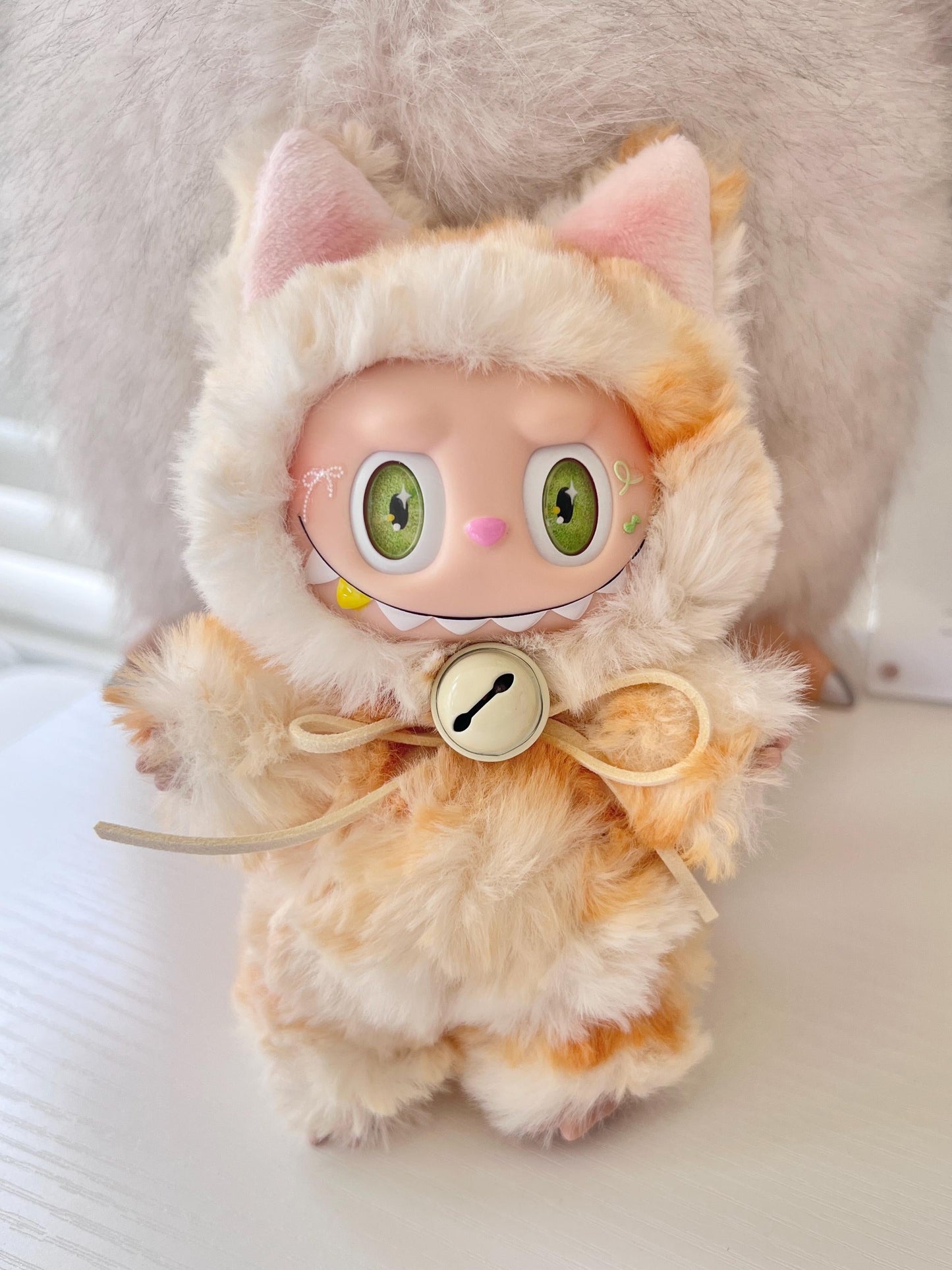 Custom labubu Doll Original yellow orange Cat Bow Handmade Modification | Limited RARE - ToyUnity