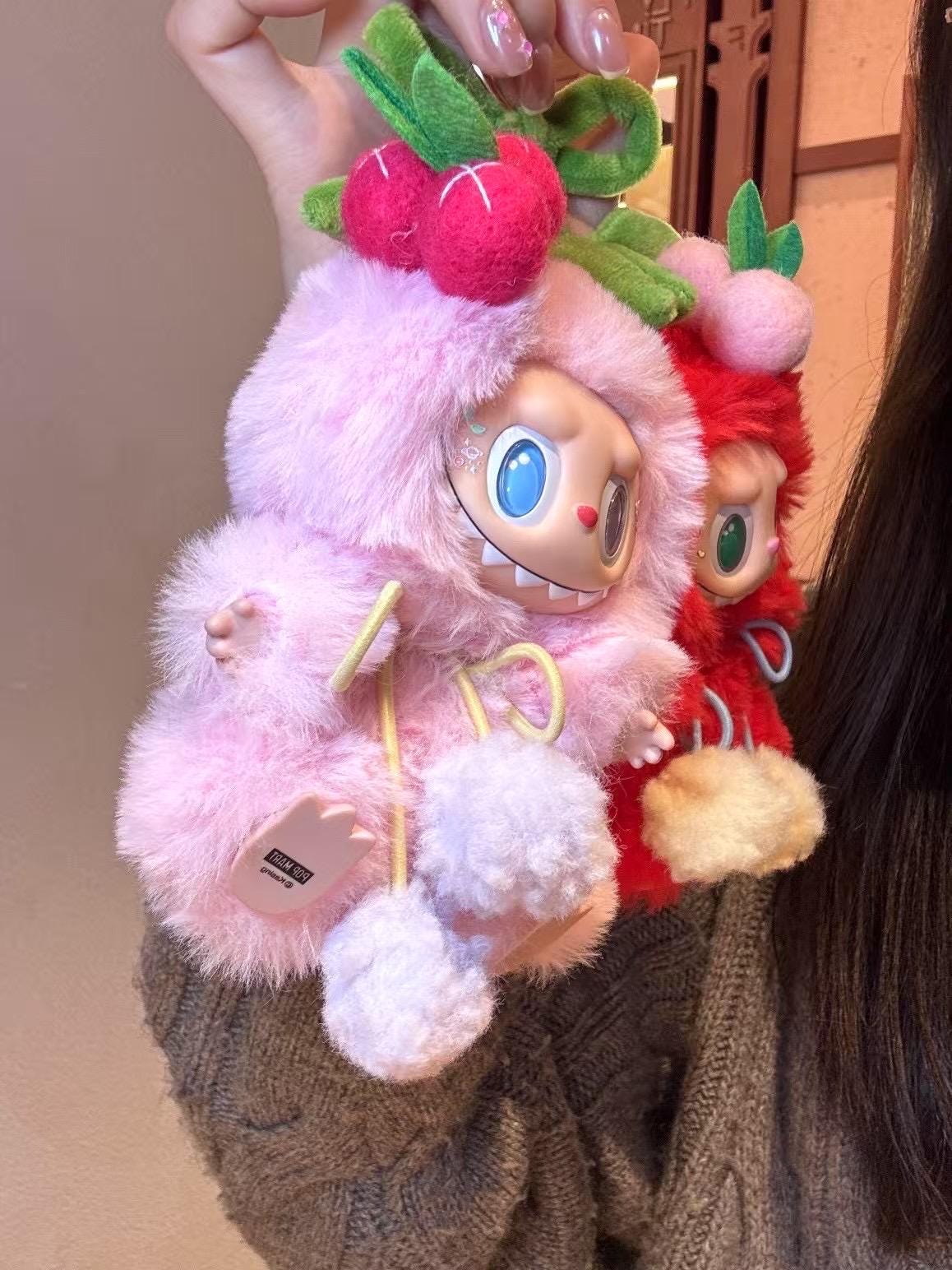labubu Doll Original pink red cherry handmade modification
