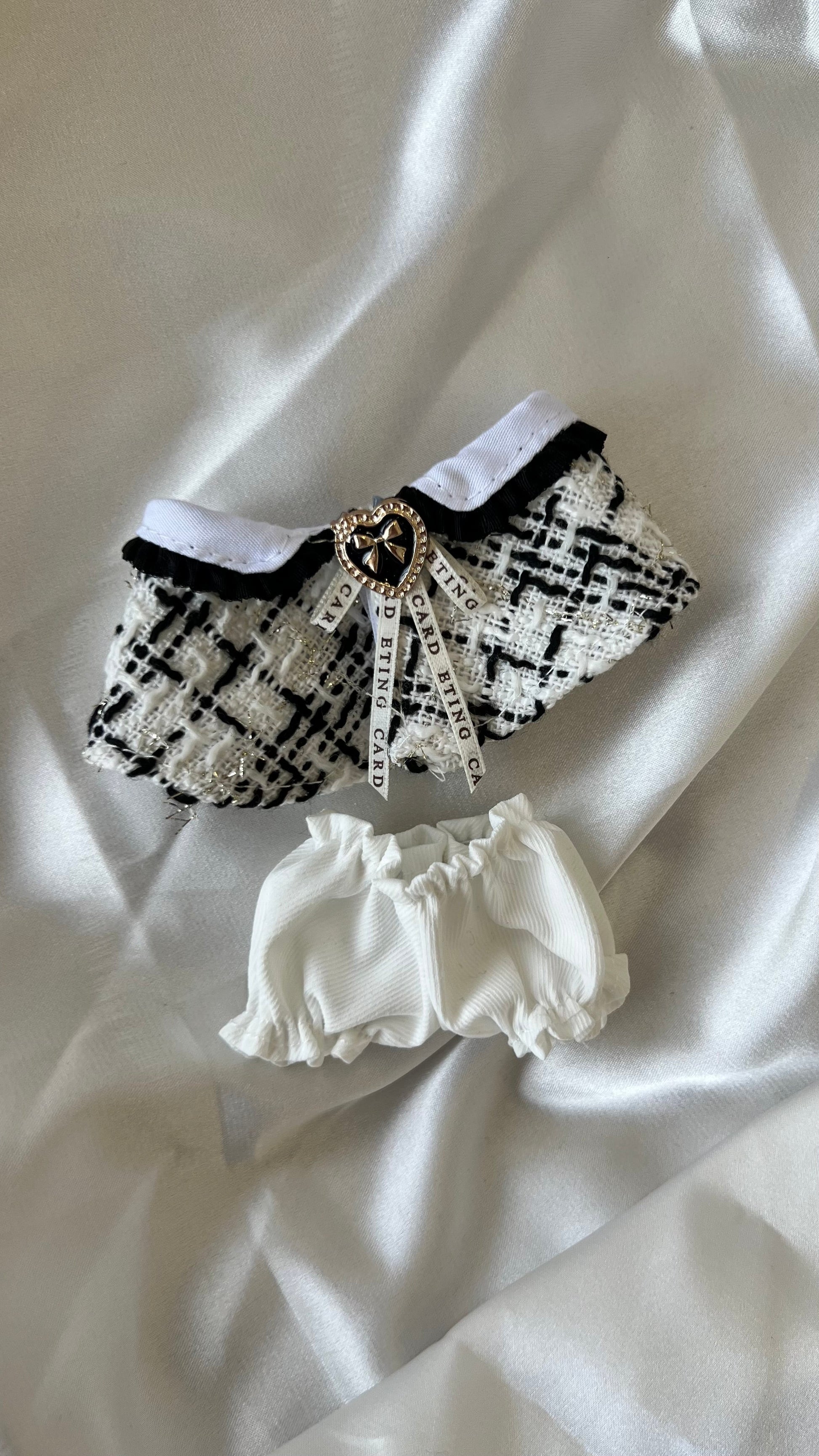 Labubu Classic Tweed Costume Set - Black and White with Matching Beret - ToyUnity