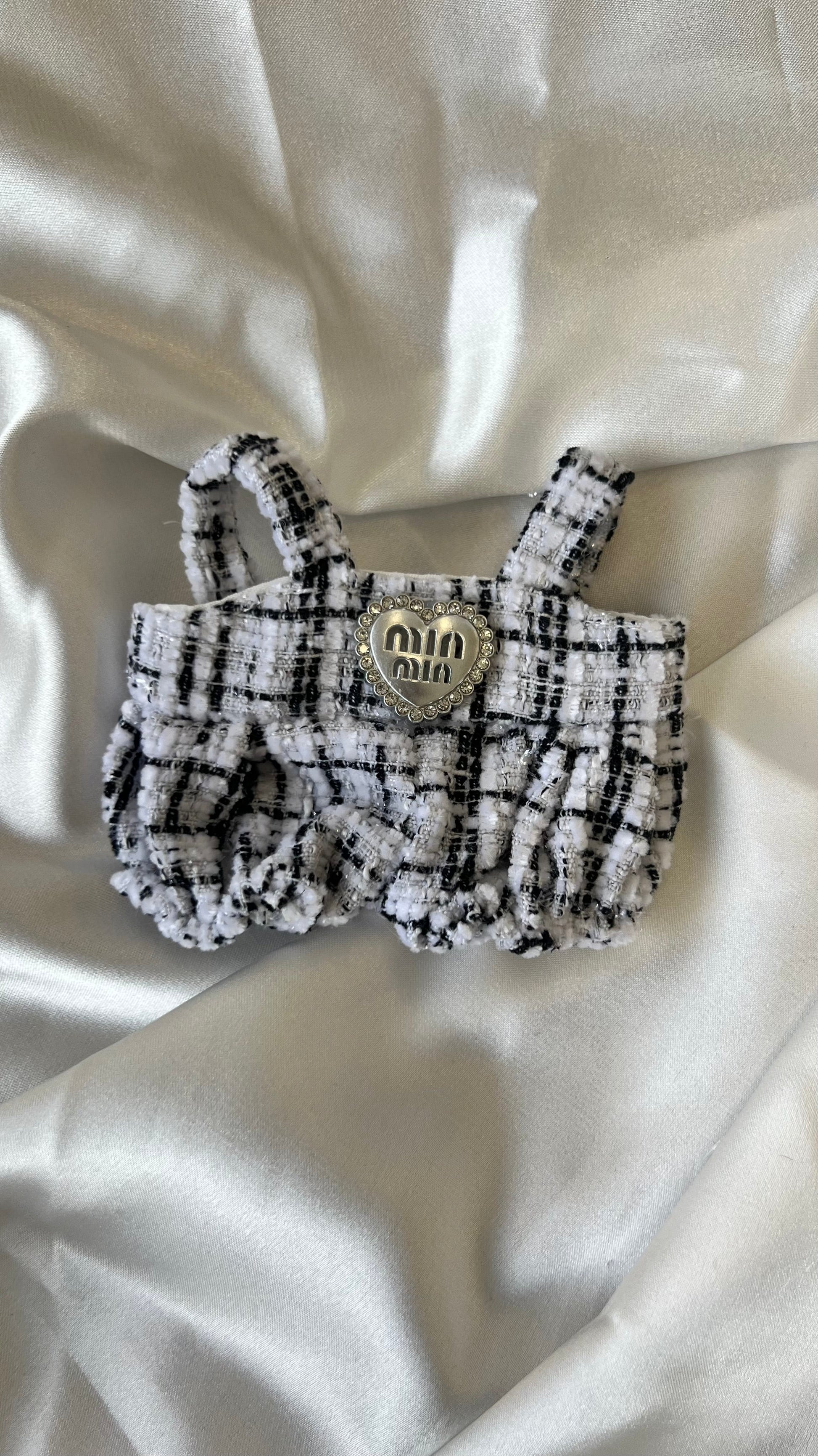 Labubu Black and White Tweed Romper Set with Bow Headband - ToyUnity