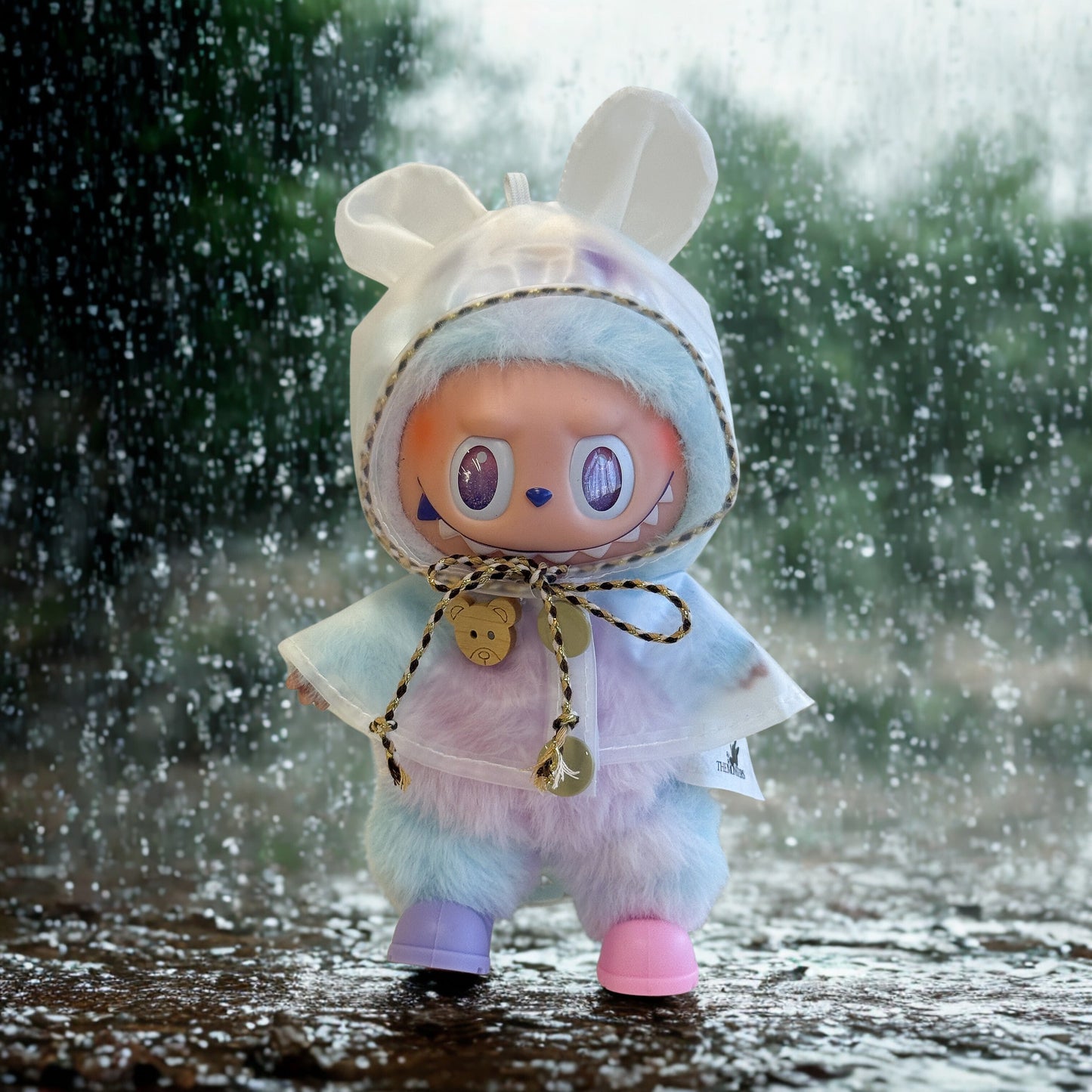 Labubu Transparent Raincoat and Boots Set with Bear Ears - ToyUnity