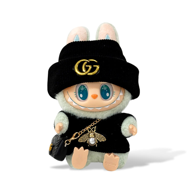 POP MART The Monsters Labubu Fashion Dress - Bee Style Black Top + Black Hat + Bag - ToyUnity