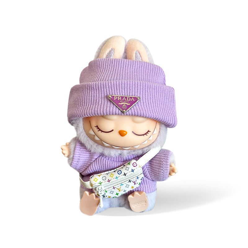 POP MART The Monsters Labubu Fashion Dress - Prada Style Purple Top + Hat + LV Style Bag - ToyUnity