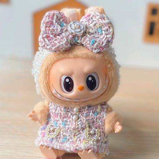 POP MART The Monsters Labubu Fashion Dress - Pastel-colored Chanel-style Bow Dress - ToyUnity