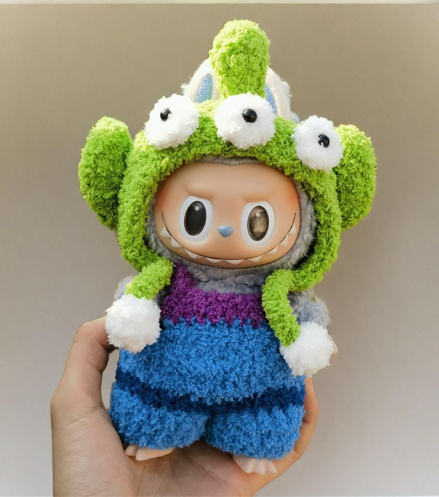 Labubu Cosmic Alien Costume Set - Blue Overalls with Monster Hood (17cm) - ToyUnity