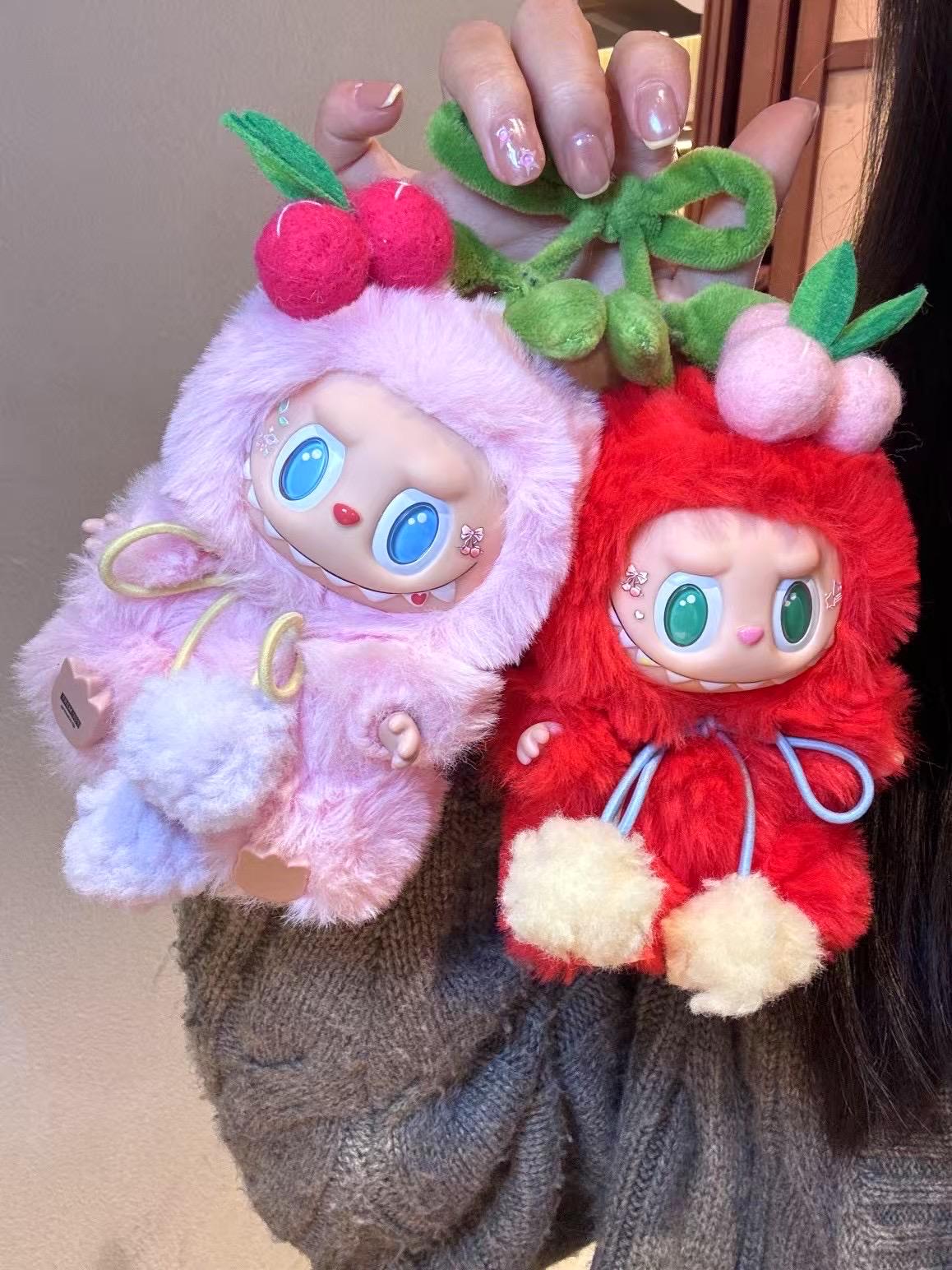 labubu Doll Original pink red cherry handmade modification