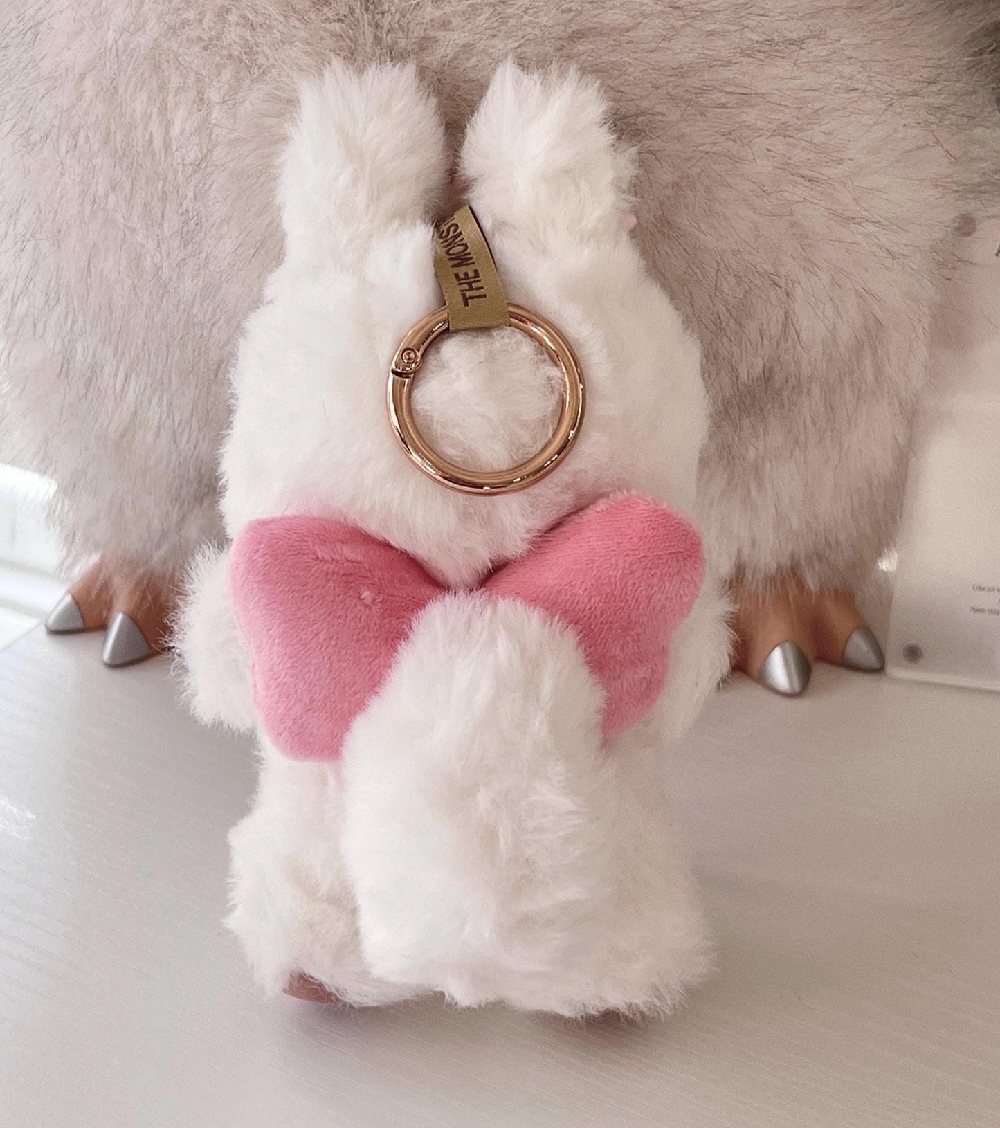 Custom labubu Doll Original white blue pink Bow Handmade Modification | Limited RARE