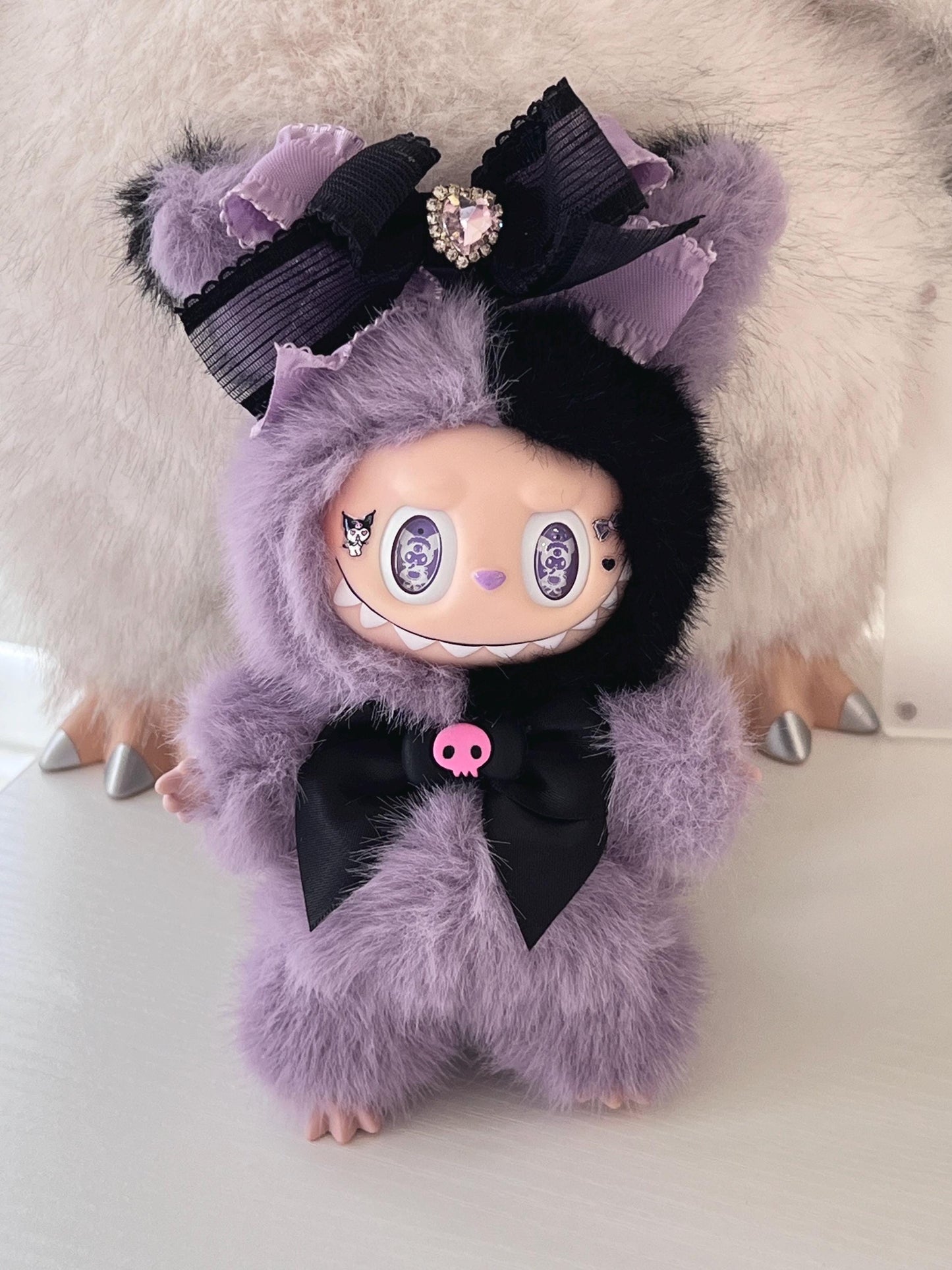 Custom labubu Doll Original purple black Handmade Modification | Limited RARE
