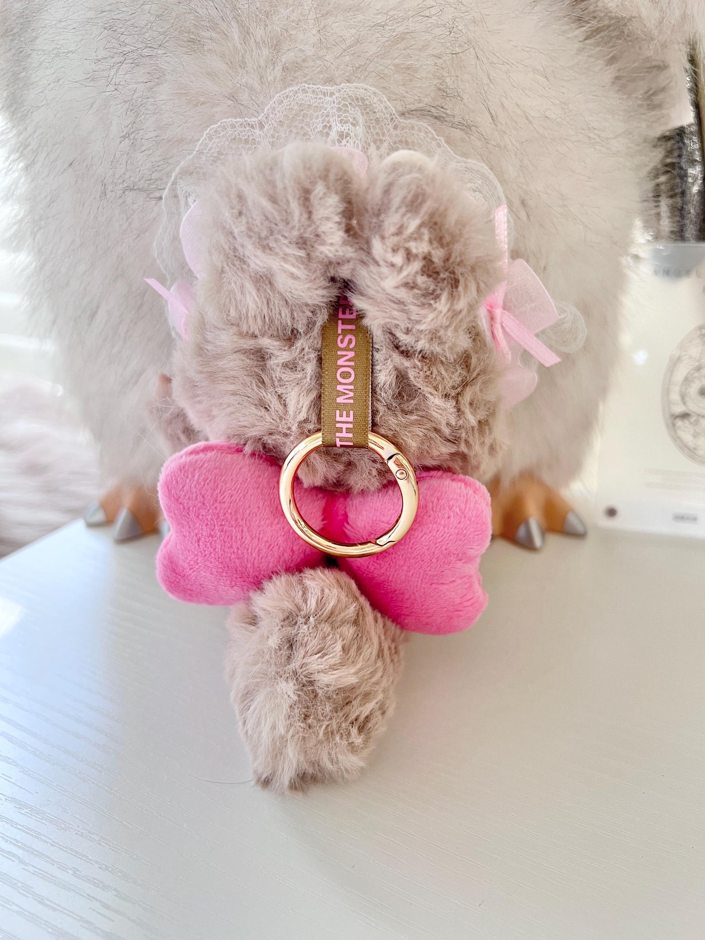 Custom labubu Doll Original Brown Lace Pink Bow Handmade Modification Cute | Limited RARE