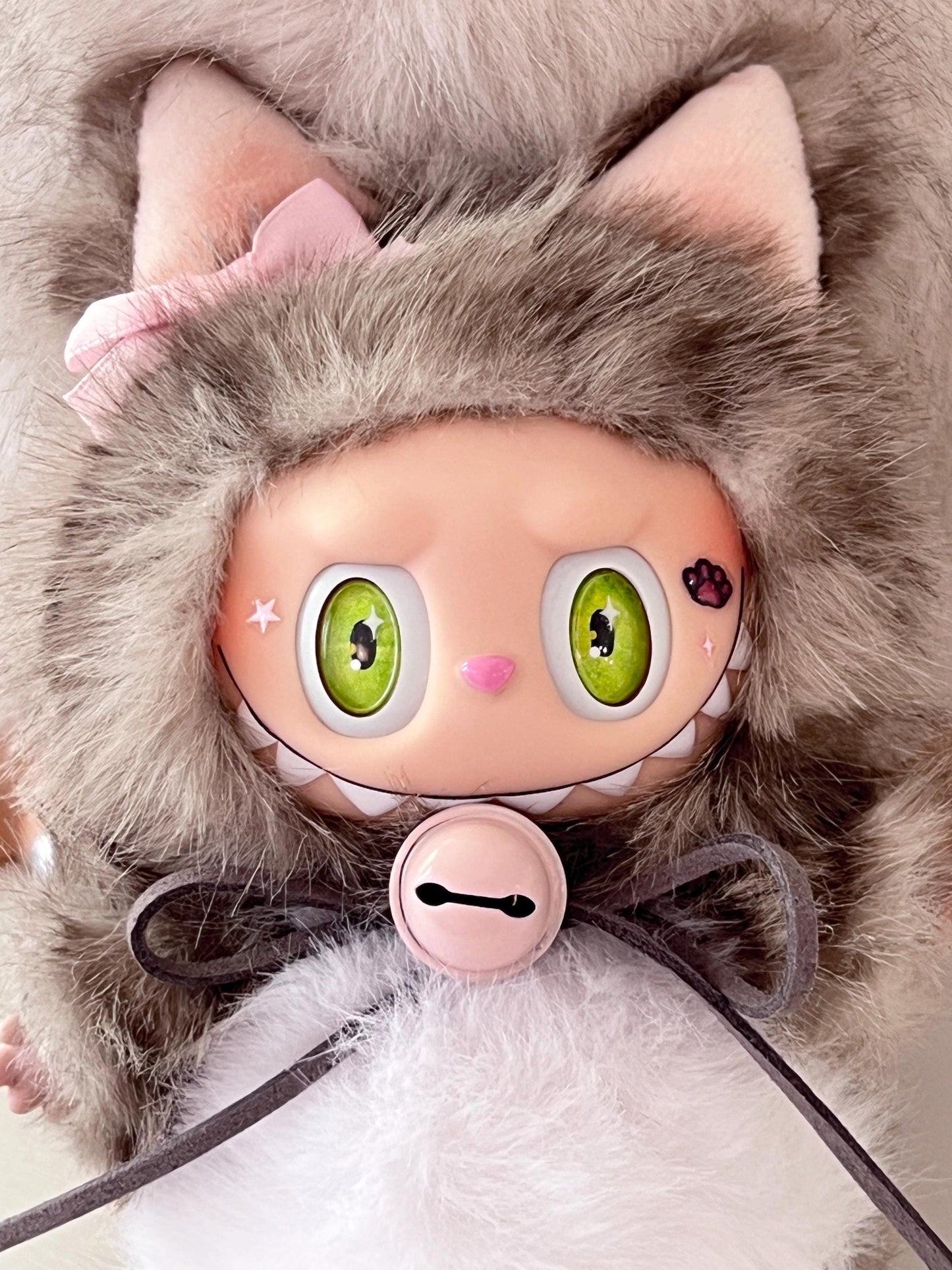 Custom labubu Doll Original grey cat green eyes bread Handmade Modification | Limited RARE - ToyUnity