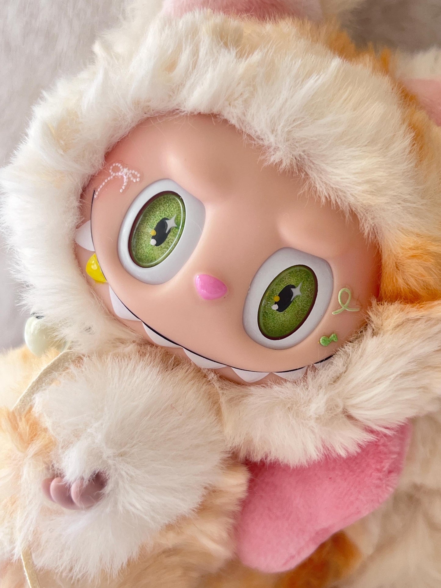 Custom labubu Doll Original yellow orange Cat Bow Handmade Modification | Limited RARE - ToyUnity