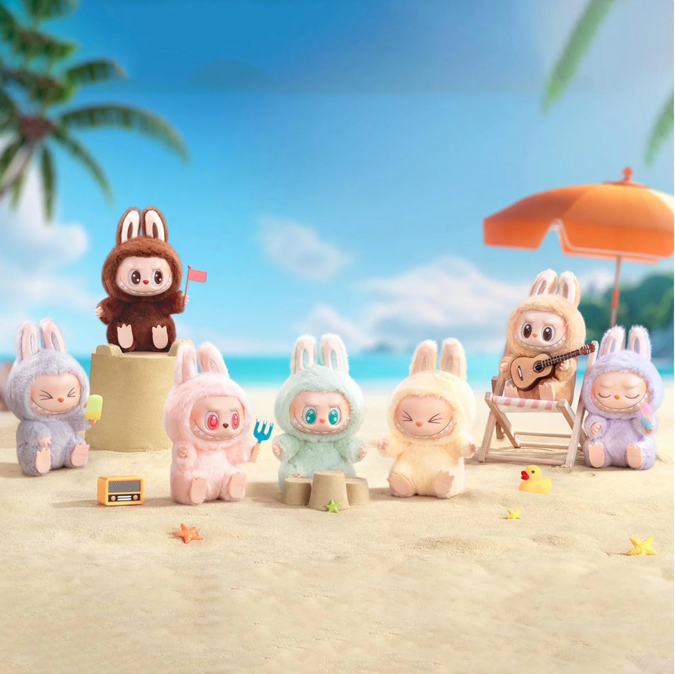 Labubu v2 - The Monsters Have A Seat Summer Party Macaron Plush Pendant Pop Mart