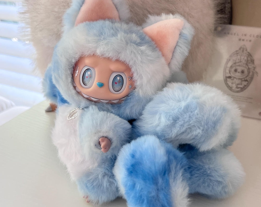 Custom labubu Doll Original fluffy Pink Bow wings Handmade Modification | Limited RARE