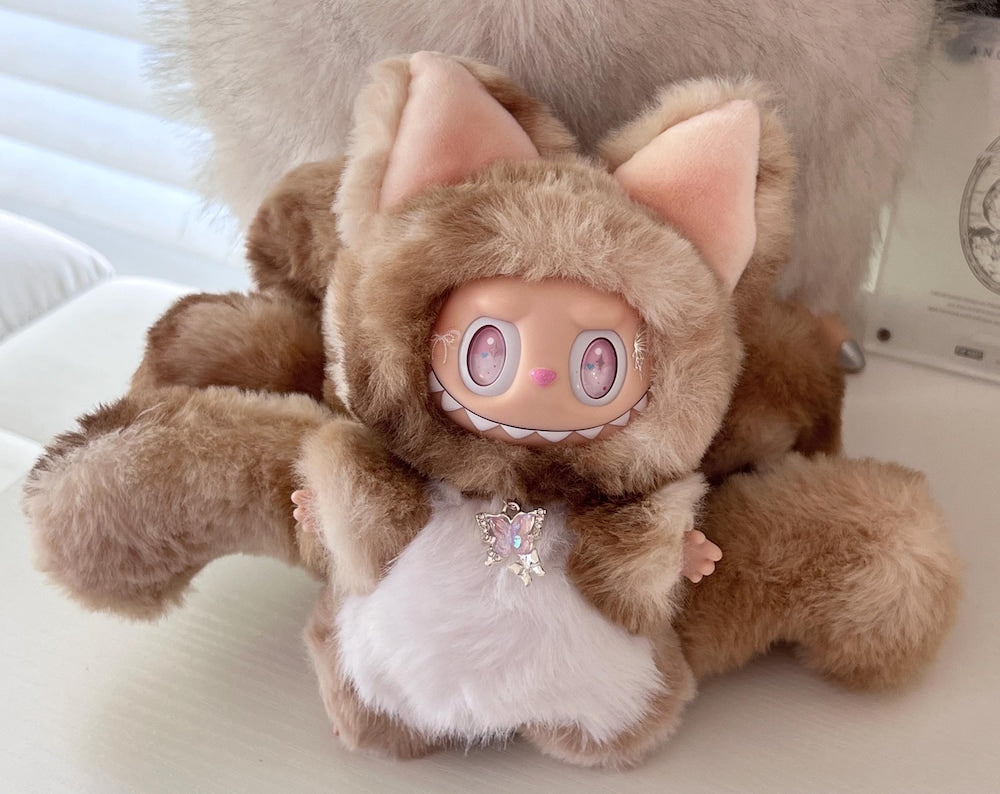 Custom labubu Doll Original brown nine tail fox Handmade Modification | Limited RARE - ToyUnity