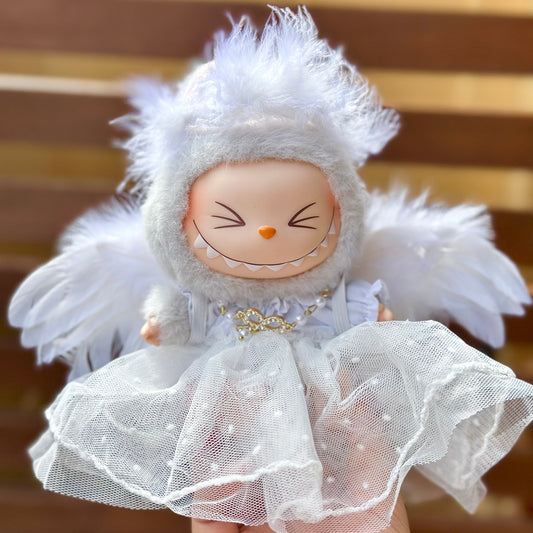 POP MART The Monsters Labubu Fashion Dress - Wedding dress + white top + Angel Wings + Necklace + Headband - ToyUnity