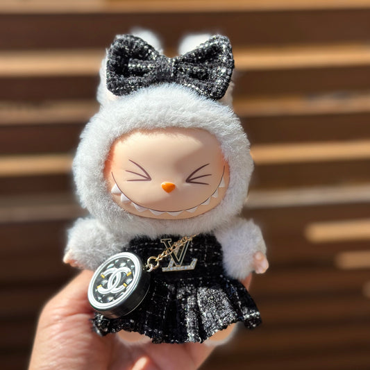 POP MART The Monsters Labubu Fashion Dress - LV Style Skirt + Bow + Chanel style bag - ToyUnity