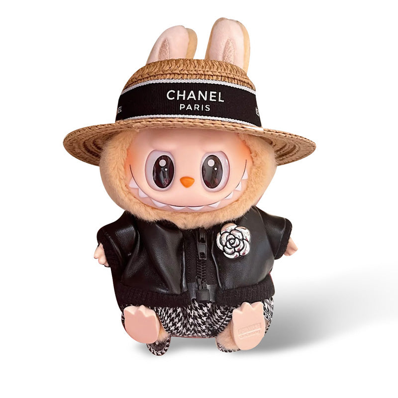 POP MART The Monsters Labubu Fashion Dress - Chanel Black Jacket + Straw hat + Pants - ToyUnity