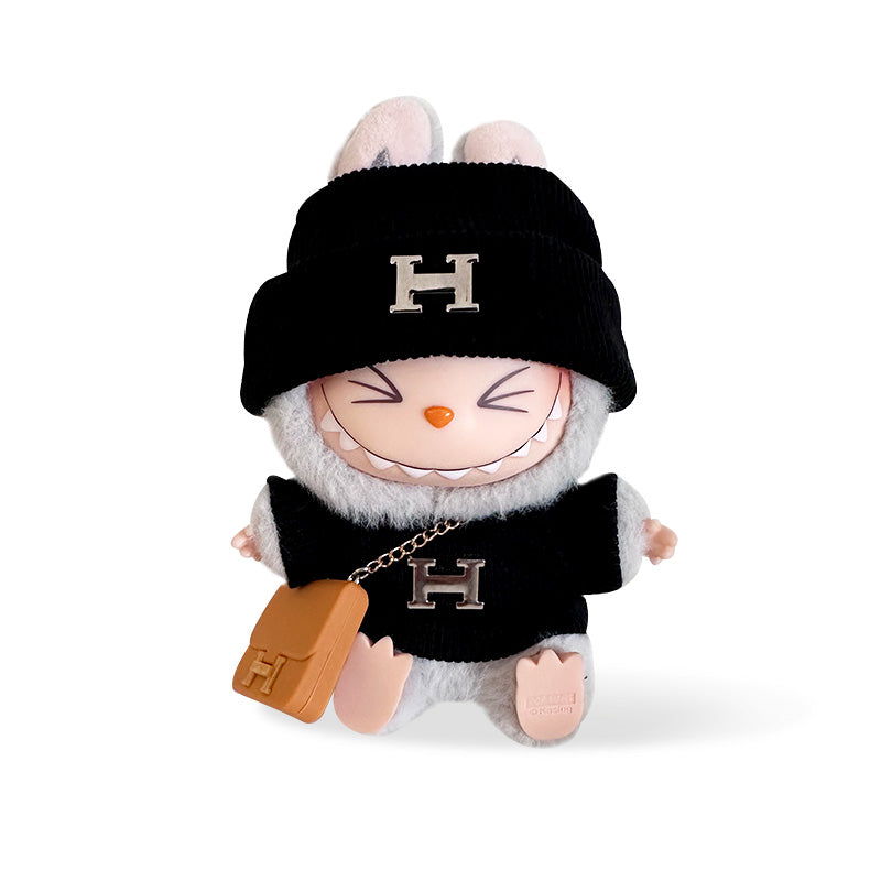 POP MART The Monsters Labubu Fashion Dress - Hermes logo Style Top+ Hat +Hermes Style Bag - ToyUnity