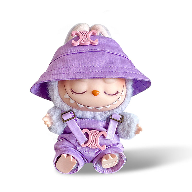 POP MART The Monsters Labubu Fashion Dress - Celine Style Purple Hat + Purple overalls - ToyUnity
