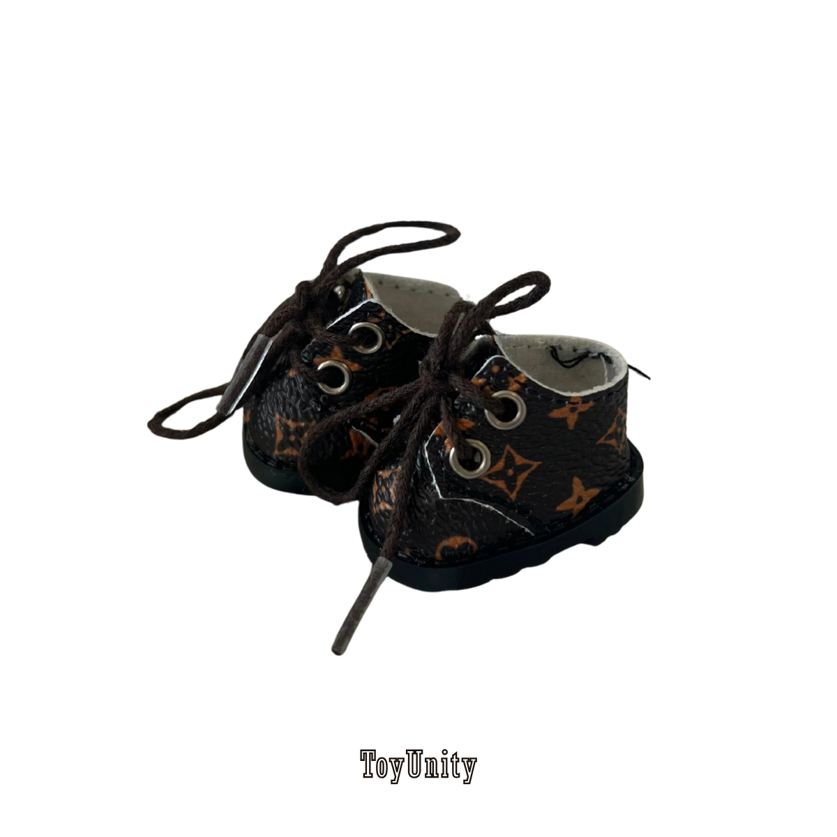 Mini Designer-Inspired Boots - Brown Monogram - ToyUnity