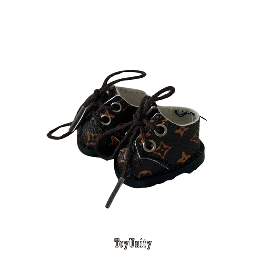 Mini Designer-Inspired Boots - Brown Monogram