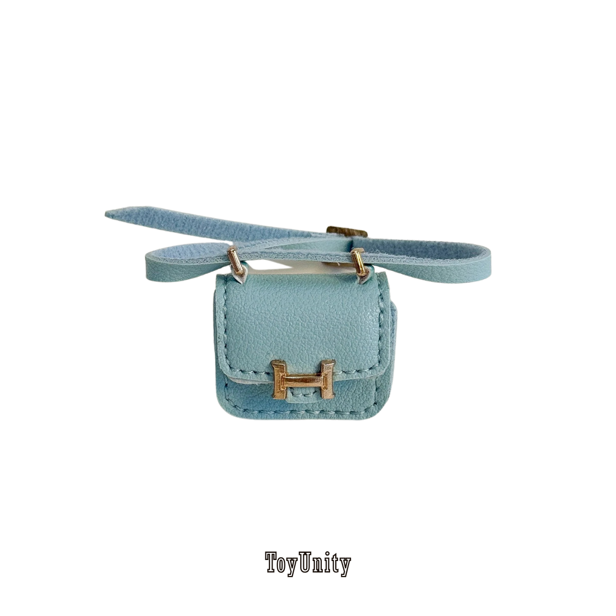 Dolls Mini Micro H Flap Crossbody - Blue with Gold Accent
