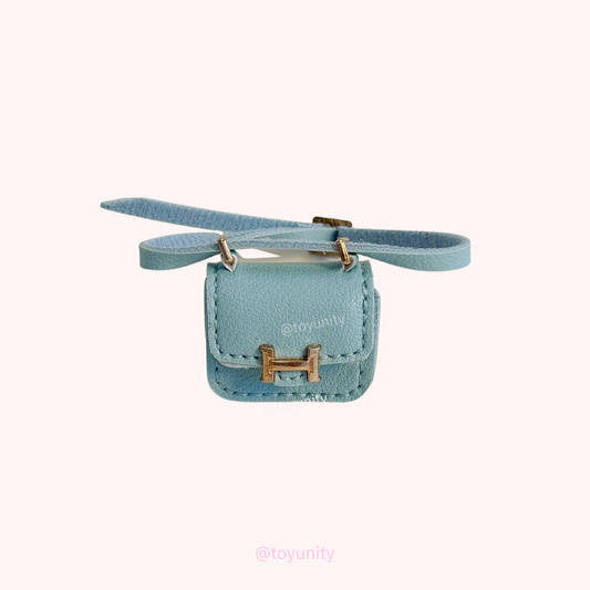 Dolls Mini Micro H Flap Crossbody - Blue with Gold Accent ToyUnity