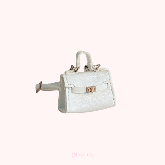 Mini White Top-Handle Luxury Bag for Collectible Dolls ToyUnity